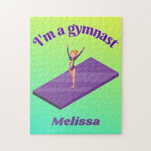 Im A Gymnast _ Girl w Leotard on Purple Gym Mat  Jigsaw Puzzle