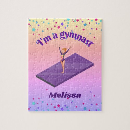 Im A Gymnast _ Girl w Leotard on Purple Gym Mat  Jigsaw Puzzle