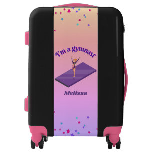 I'm A Gymnast - Girl w/ Leotard on Purple Gym Mat Luggage