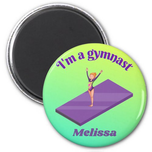 Im A Gymnast _ Girl w Leotard on Purple Gym Mat  Magnet