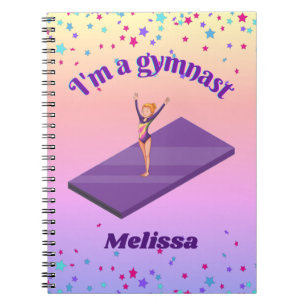 I'm A Gymnast - Girl w/ Leotard on Purple Gym Mat Notebook