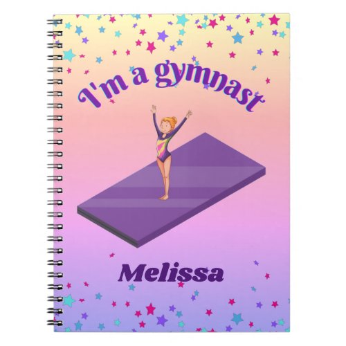 Im A Gymnast _ Girl w Leotard on Purple Gym Mat  Notebook