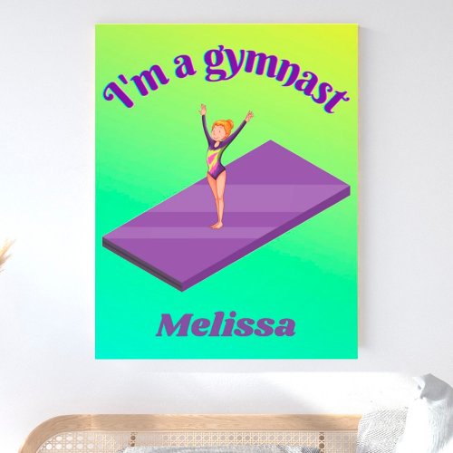Im A Gymnast _ Girl w Leotard on Purple Gym Mat  Photo Print