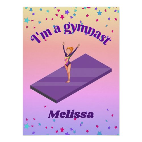 Im A Gymnast _ Girl w Leotard on Purple Gym Mat  Poster
