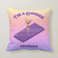 I'm A Gymnast - Girl w/ Leotard on Purple Gym Mat  Throw Pillow
