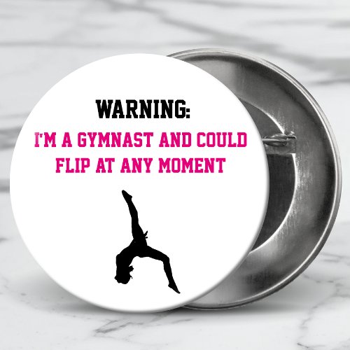 Im a Gymnast Magenta Gymnastics Fun Quote Flip Button