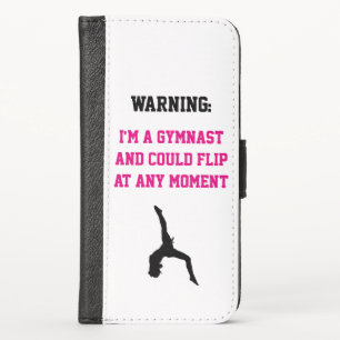 I'm a Gymnast Magenta Gymnastics Fun Quote Flip iPhone X Wallet Case