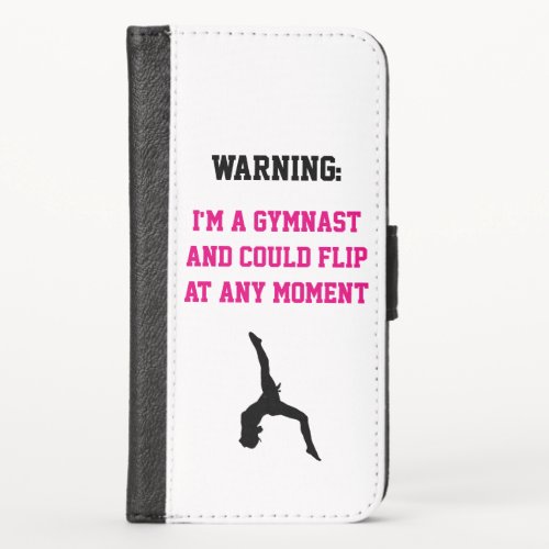 Im a Gymnast Magenta Gymnastics Fun Quote Flip iPhone X Wallet Case