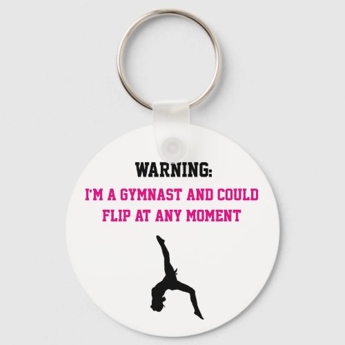 Im a Gymnast Magenta Gymnastics Fun Quote Flip Keychain