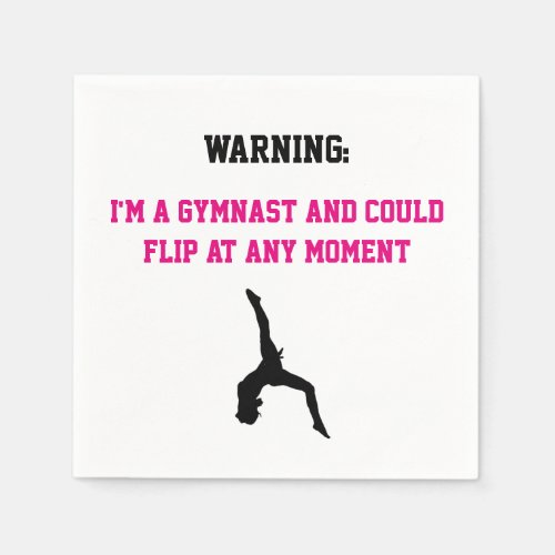 Im a Gymnast Magenta Gymnastics Fun Quote Flip Napkins