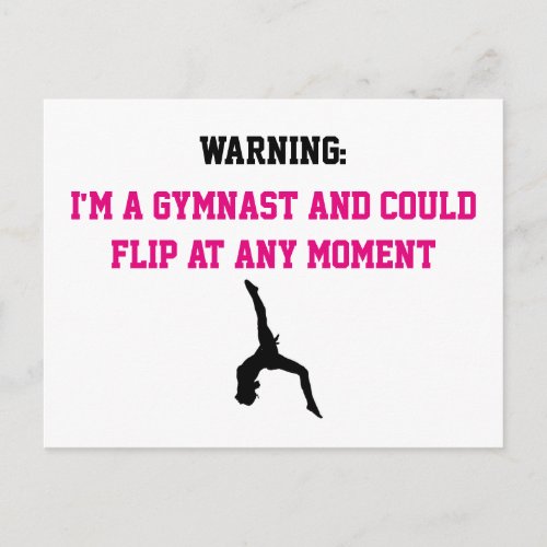 Im a Gymnast Magenta Gymnastics Fun Quote Flip Postcard