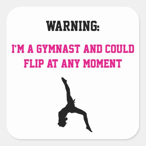 Im a Gymnast Magenta Gymnastics Fun Quote Flip Square Sticker
