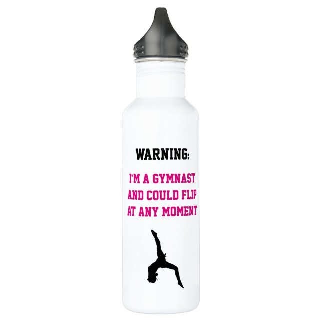 I'm a Gymnast Magenta Gymnastics Name Personalized Stainless Steel Water Bottle (Left)