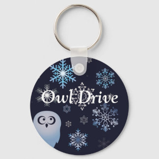 I'm A Hoot Snowy Owl Christmas Owl Blue Keychain