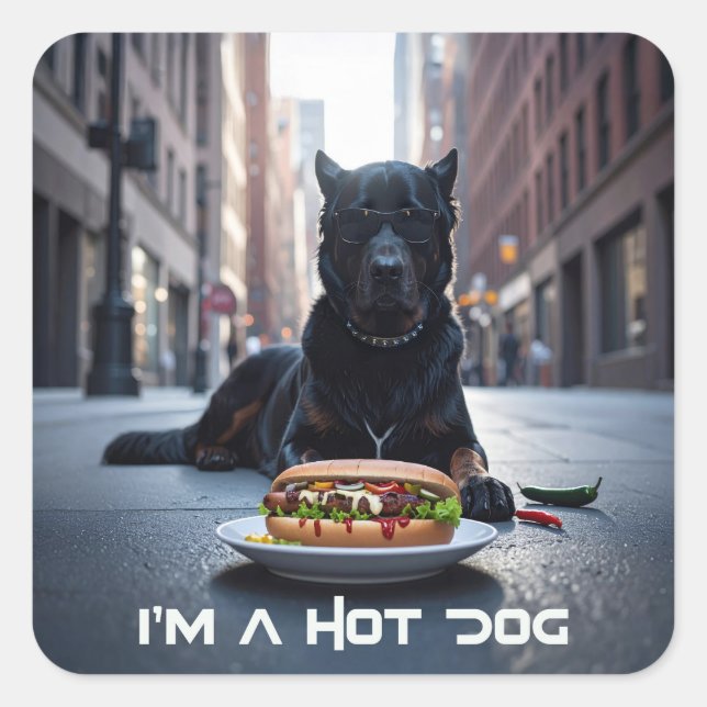 I'M A HOT DOG - CHILI DOG - SQUARE STICKER (Front)