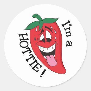 Im A Hottie Classic Round Sticker by Grandslam_Designs at Zazzle