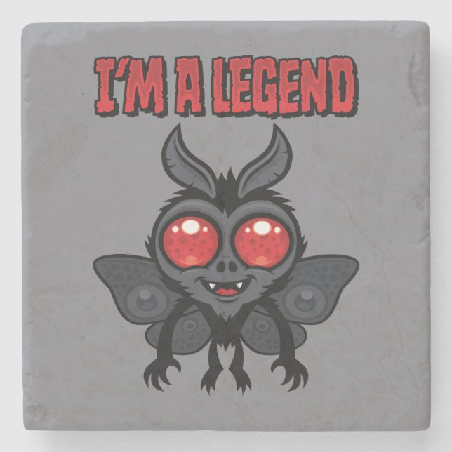 I'm A Legend - Spooky Cute Mothman Stone Coaster (Front)