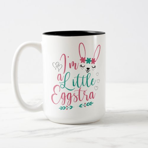 Im A Little Eggstra Cute Easter Bunny Vintage Two_Tone Coffee Mug