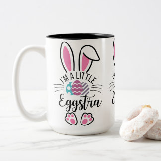 I'm A Little Eggstra Funny Easter Bunny Ears Graph Two-Tone Coffee Mug