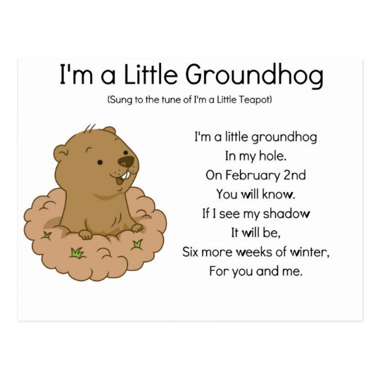 I'm A Little Groundhog Postcard 