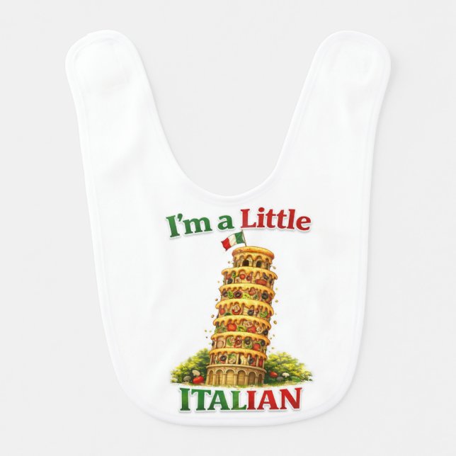 I'm A Little Italian Baby Bib Pizza Pisa Tower (Front)