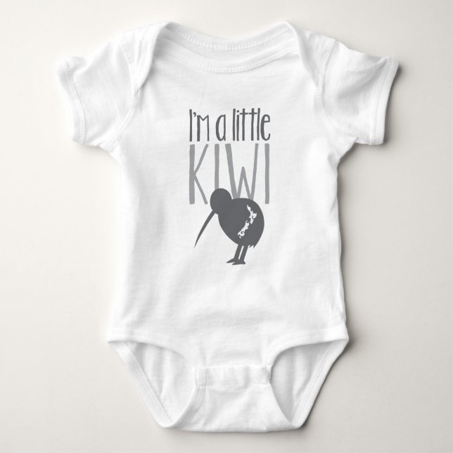I'm a little kiwi with cute New Zealand bird Baby Bodysuit (Front)