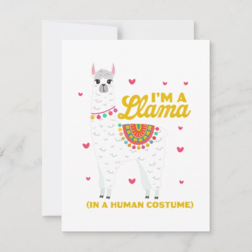 Im A Llama In A Human Costume Halloween Animal Th Note Card