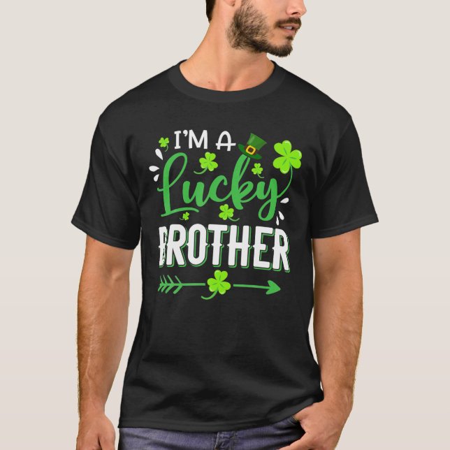 I'm A Lucky Brother Shamrock Top Hat St Patrick's (Front)