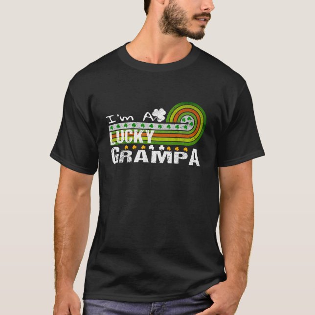 I'm A Lucky Grampa Shamrock St Patricks Day Party T-Shirt (Front)