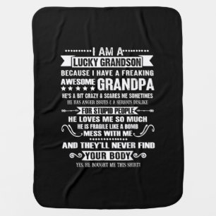I'm A Lucky Grandson Because I've Awesome Grandpa Baby Blanket