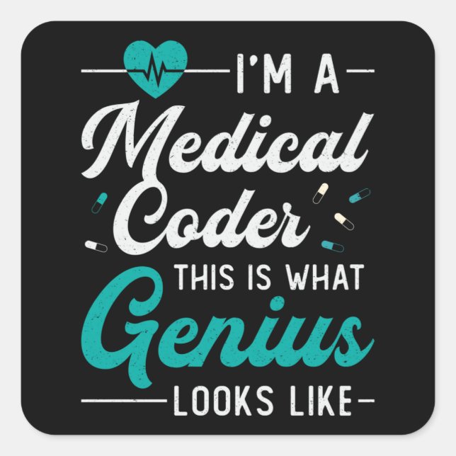 I'm A Medical Coder Coding ICD Retro Programmer Square Sticker (Front)