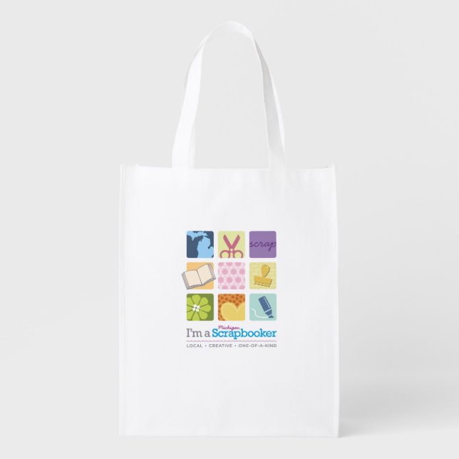 "I'm a Michigan Scrapbooker" reusable bag! Reusable Grocery Bag (Front)