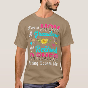 I'm A Mom A Grandma And A Retired Farmer Leopard F T-Shirt