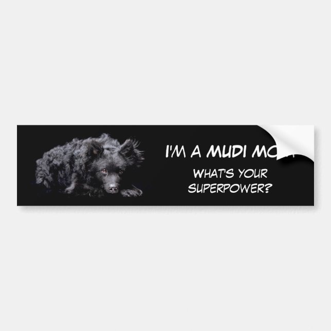 I'm a Mudi Mom What's your superpower Bumper Sticker (Front)