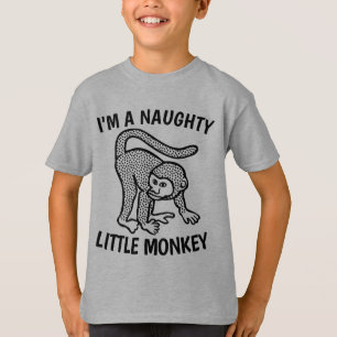 I'M A NAUGHTY LITTLE MONKEY Kids T-Shirts