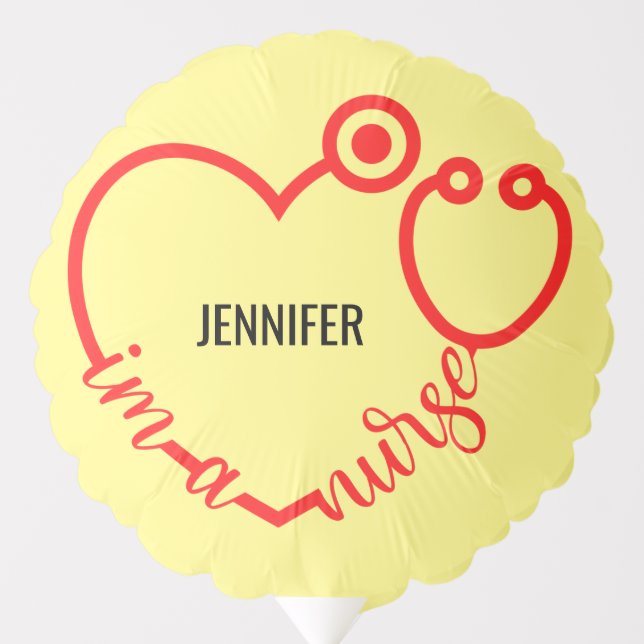 I'm A Nurse Stethoscope Heart Custom Gift Birthday Balloon (Front)