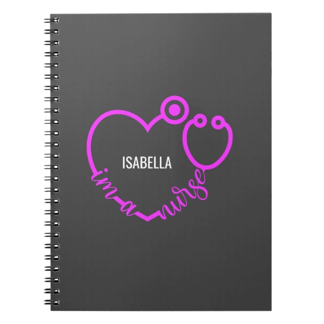 I'm A Nurse Stethoscope Heart Modern Personalized Notebook (Front)