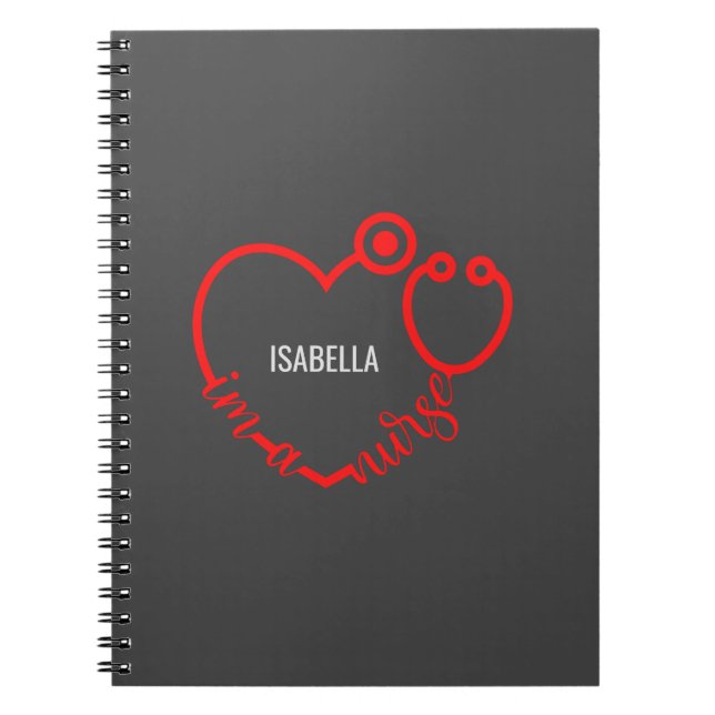 I'm A Nurse Stethoscope Heart Modern Personalized Notebook (Front)