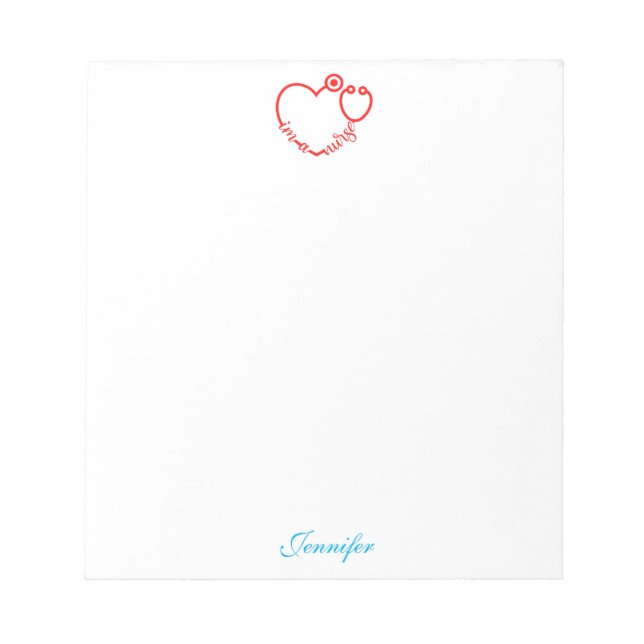 I'm A Nurse Stethoscope Heart Personalized Name Notepad (Front)