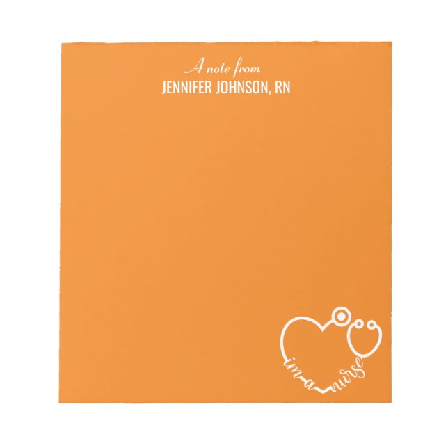 I'm A Nurse Stethoscope Personalized Name Elegant Notepad (Front)