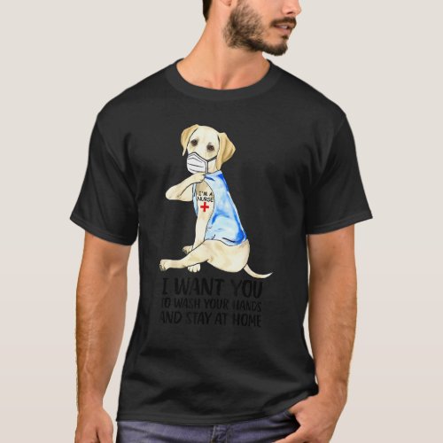 Im A Nurse Tattoo Cute Labrador In Face Mask Pet  T_Shirt