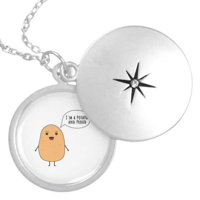 I'm a potato and proud locket necklace (Front)