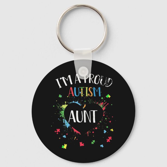 I'm A Proud Autism Aunt Autism Awareness T-shirt f Keychain (Front)