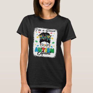 I'm A Proud Autism Aunt Love Heart Autism Awarenes T-Shirt