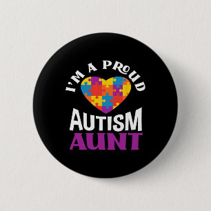 I'm A Proud Autism Aunt Puzzle Heart Autism Awaren Button