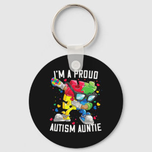 I'm A Proud Autism Auntie Autism Awareness Dabbing Keychain
