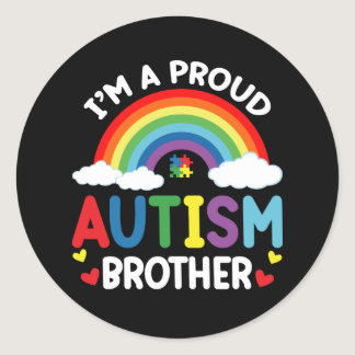I'm A Proud Autism Brother Autism Awareness Month Classic Round Sticker