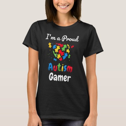 Im A Proud Autism Gamer Funny Kids Youth Heart T_Shirt