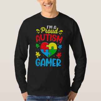 I'm A Proud Autism Gamer Kids Youth Heart Autism A T-Shirt