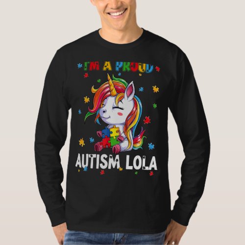 Im A Proud Autism Lola Awareness Puzzle Unicorn S T_Shirt